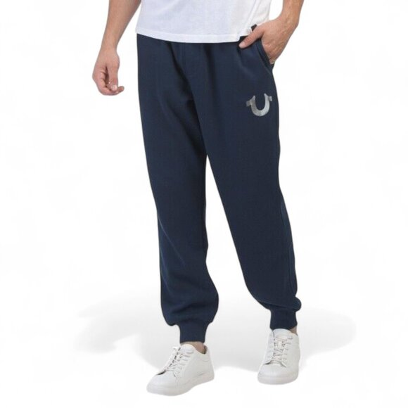 True Religion Men's Metallic Sweatsuit 2 Piece Fleece Hoodie Joggers Outfit Set - Picture 7 of 15